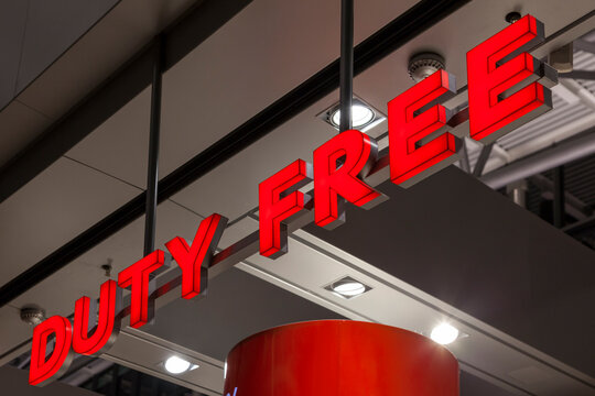 Duty Free neon sign at airport store