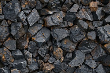 Image of Big pile of natural black coals. Texture for background usage