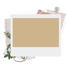 Instant photo png frame sticker, aesthetic collage, transparent background