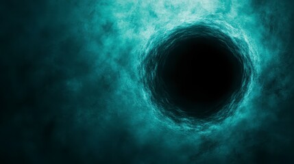 Mysterious Dark Hole in Teal Smoke Background Image