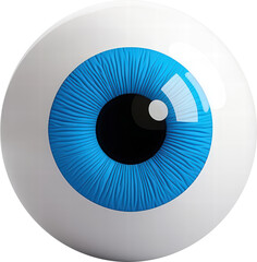 Detailed blue eye illustration on a glossy surface.