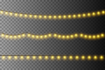 Bright yellow christmas new year garland holiday decoration