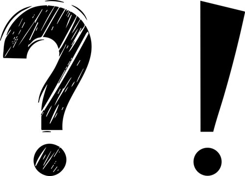 A creative illustration featuring a question mark and an exclamation mark, symbolizing inquiry and emphasis in communication.