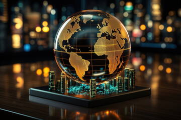 Extraordinary The earth as a glass ball on the table