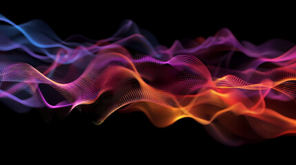 Obraz premium Abstract Flow of Vivid Colors: Vibrant and dynamic abstract background with flowing lines of red, orange, blue, and purple. Ethereal and mesmerizing, perfect for technology, music, or design concepts.