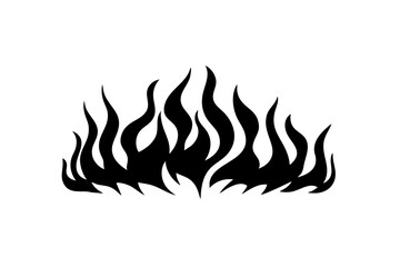 A stylized black flame graphic design perfect for logos, tattoos, or artistic backgrounds.