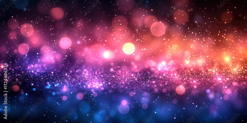 Aufkleber abstract bokeh glitter background with sparkling sequin lights in purple and teal for party celebrat