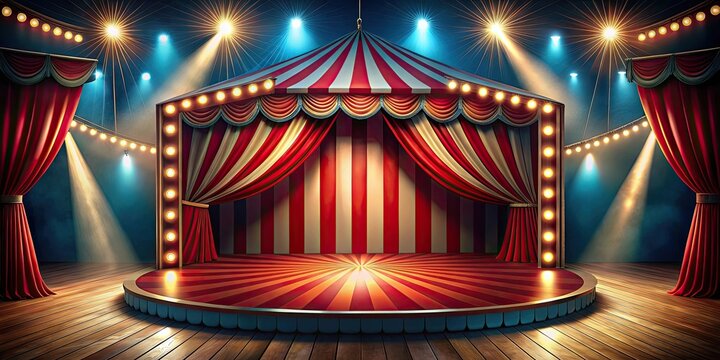 render circus background with a podium and lighting, circus, render, background, podium, lighting, entertainment, stage