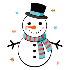 Snowman with Scarf and Hat
