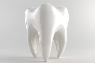 Model of a white molar tooth on a plain light background. Dental health concept.  Generative Ai
