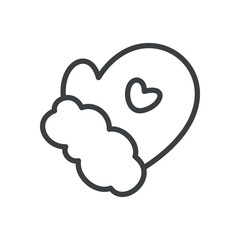 Kawaii mitten icon. Hand drawn monochrome illustration of a knitted mitten with fur isolated on a white background. Cute Christmas sticker. Vector 10 EPS.