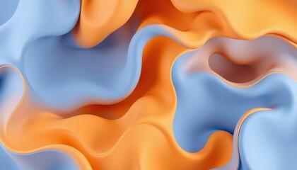 Fototapeta premium Abstract Blue and Orange Fluid Wave Design