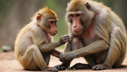 Obraz premium Baboon Grooming Its Young
