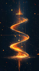 Obraz premium Glowing golden spiral of energy surrounded by sparkling particles on a dark background creating a vibrant display 