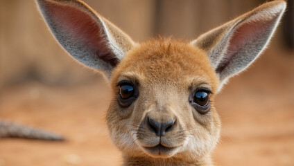 Fototapeta premium Baby Kangaroo Peeking Out of Its Mother