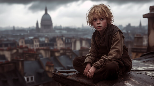 Oliver Twist a fictional character from the 1838 victorian novel Oliver Twist by English novelist Charles Dickens or  street urchin ragamuffin from Victorian London