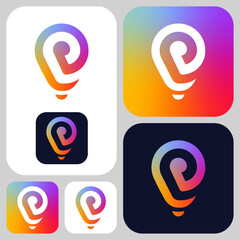 Light bulb with letter P in negative space. Simple, clean, modern, and sophisticated logo. Suitable for technology, artificial intelligence, internet, computer, business consulting, etc.