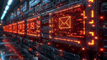 Obraz premium Cyberpunk Email Network 