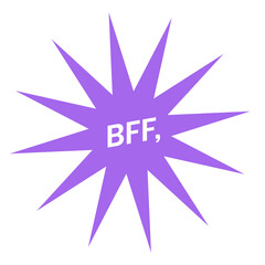 Png BFF, text label colorful retro sticker