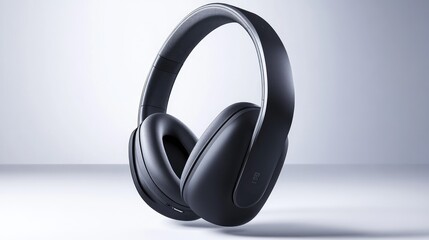 Sleek Black Wireless Headphones on Minimalist Background