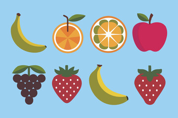 Fototapeta premium Sweet ripe fruits and berries on white background