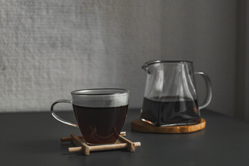 An Elegant Brewed Coffee Setup with Beautiful Glassware and a Minimalist Aesthetic Design