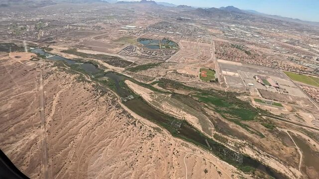 Helicopter flight over the outskirts of las Vegas Nevada