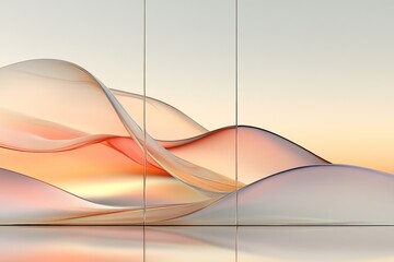Colorful abstract waves create a stunning visual effect at sunset with soft gradients and smooth curves