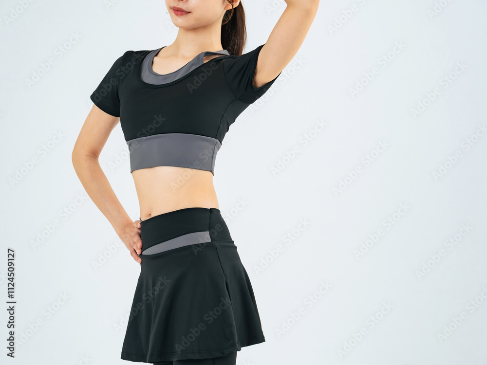 Poster フィットネス、女性、エクササイズ、くびれ、ダイエット、シェイプアップ、ウエスト、腹筋、トレーニング、スポーツウェア、スマート、痩身、エステ、脱毛、セルフケア、サロン、美容、ボディケア、ボディーケア、スポーティー、体幹、筋トレ、影、コピースペース、日本人、ウェア、痩せる、美しい、美ボディ、自信、ジム、若い、ヘルスケア、健康、ヘルシー、フィットネスクラブ、スポーツジム、お腹、スリム、スタイル、運動、セ