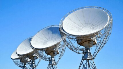 Satellite Dishes Against Clear Sky Background
