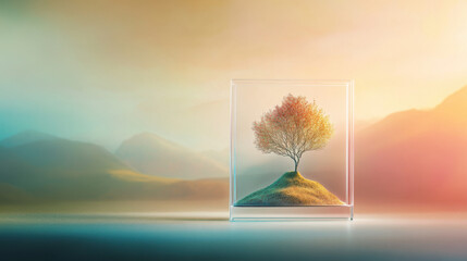 Tree in Glass Cube
