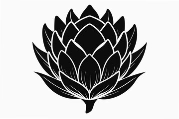 Protea flower silhouette black color vector illustration