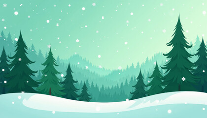 Fototapeta premium Winter Forest Landscape with Snow