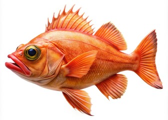 Fototapeta premium Orange Roughy Deep Sea Fish, Detailed Scales & Fins, Commercial Fishing, Isolated White Background Stock Photo