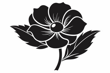 Anemone flower silhouette black color vector illustration