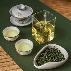 The Traditional Tea Ceremony features Green Tea and various utensils used in the process