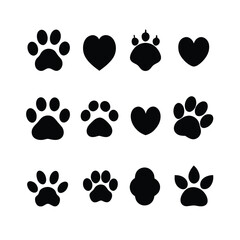 Obraz premium a collection of 16 black paw prints arranged in a grid-like pattern