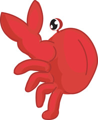 Vector illustration of a cute cartoon red crab with big eyes.
