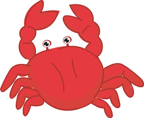 Vector illustration of a cute cartoon red crab with big eyes.