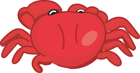 Vector illustration of a cute cartoon red crab with big eyes.