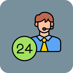 24 Hours Support Icon