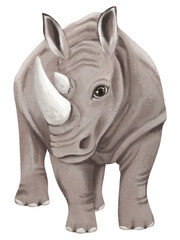 Fototapeta premium Rhino png sticker, cute animal illustration, transparent background