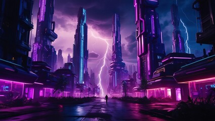 cyberpunk city scape illustration