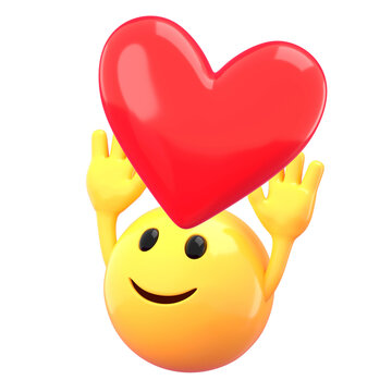 Naklejki Love emoji png sticker, 3D illustration transparent background