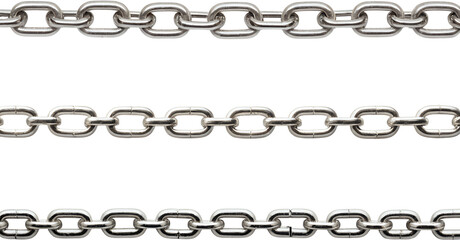 Fototapeta premium Three Metal Chains isolated on Transparent and White Background