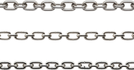 Three Metal Chains isolated on Transparent and White Background