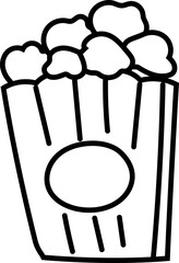 Popcorn Box Line Art Illustration.