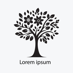 Obraz premium Black and white tree silhouette logo design