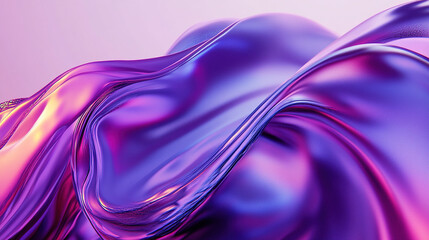 A beautiful abstract fluid shape with blue and purple wavy lines intertwined on a white background, showing a futuristic and modern style, minimalist design with light reflection effect.