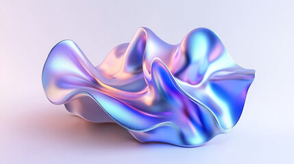 Naklejka premium A beautiful abstract fluid shape with blue and purple wavy lines intertwined on a white background, showing a futuristic and modern style, minimalist design with light reflection effect.